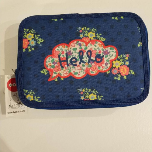 Lyc Sac pencil case filled with 2 compartments blue new