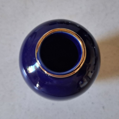 Japanese porcelain vase "Cobalt Blue" like new with gold details 10.5 cm
