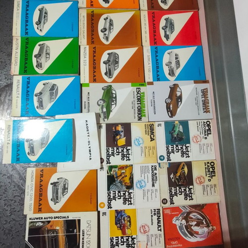 Retro car repair book collection