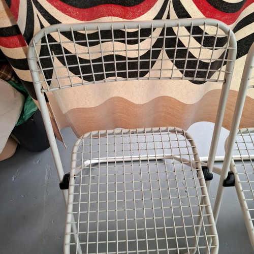 Talin folding chairs used, metal grid design, set of 2, 1980
