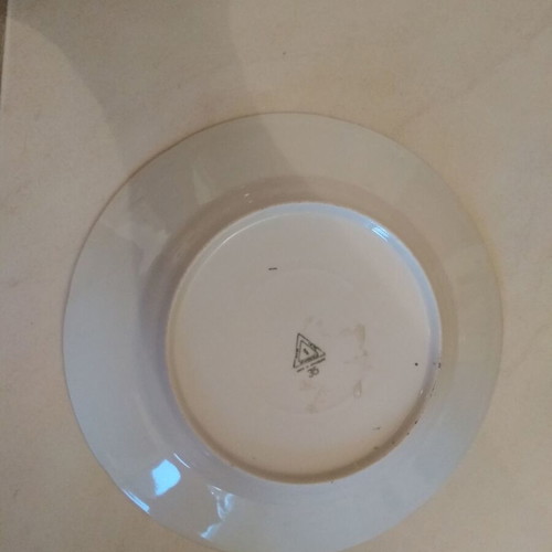 Vintage porcelain decorative plate with easel, oriental style