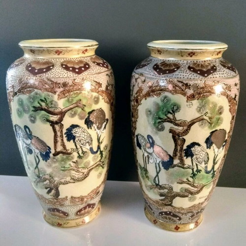 Royal Satsuma vases used, set of 2, height 31cm