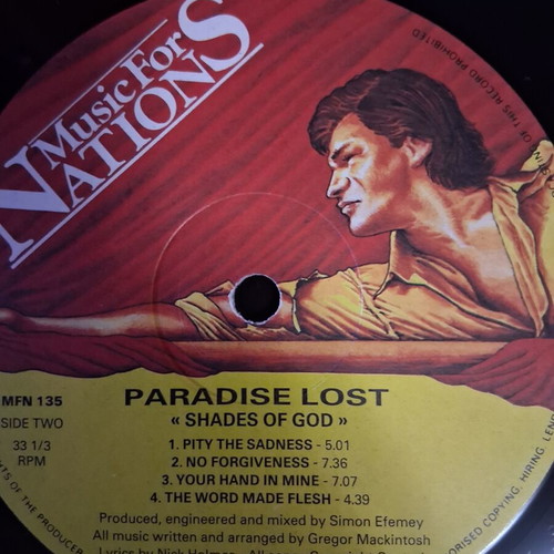 Paradise Lost Shades of God vinyl LP, first English edition 1992