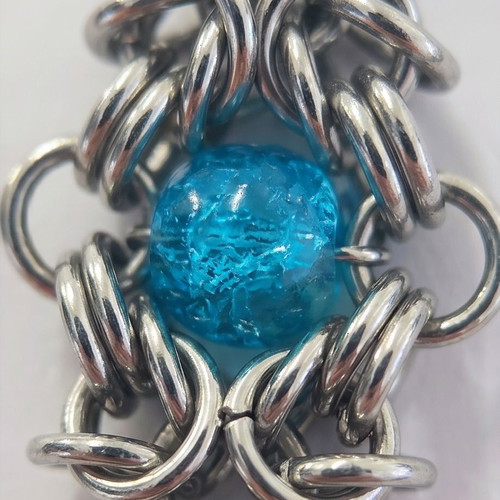 Byzantine Steel Earrings with Blue Beads new