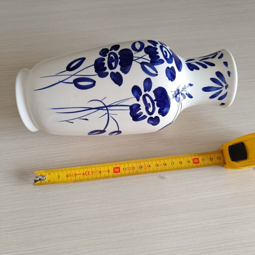 Vintage porcelain vase like new with blue flowers, height 24 cm