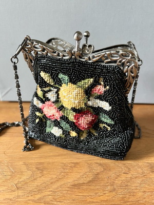 Motivi vintage hand bag like new with beads and embroidered roses