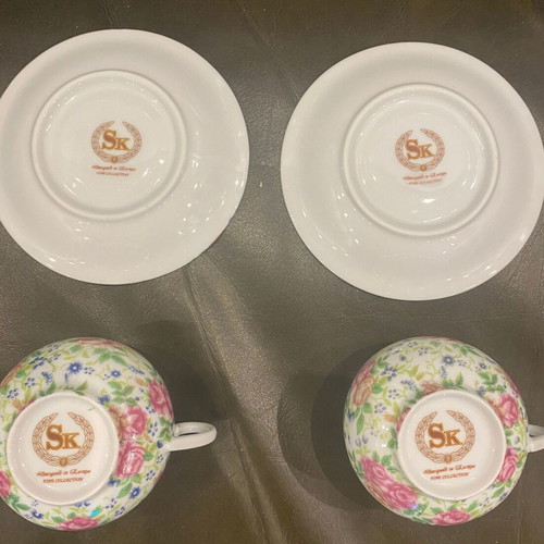 Czech coffee set for 2 people used, fine bone china