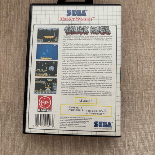 Chuck Rock SEGA Master System PAL English used complete