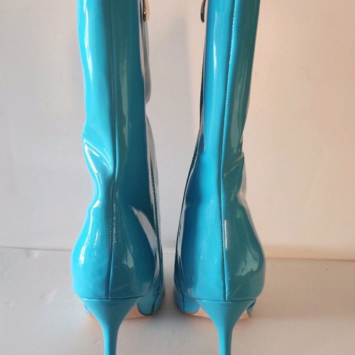 Patent leather boots blue new, size 41