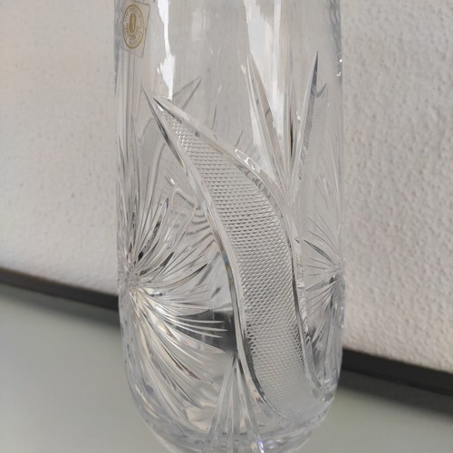 Handmade crystal vase new from Yugoslavia