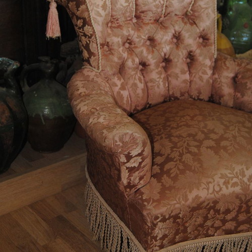 Old Victorian small boudoir armchair used
