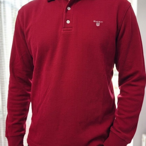 Gant men's long sleeve polo shirt like new, red, size L