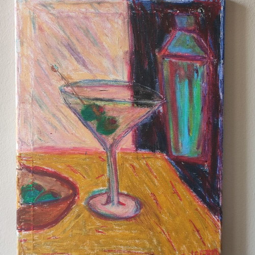 Martini Mood Original Oil Painting 40×30 cm like new