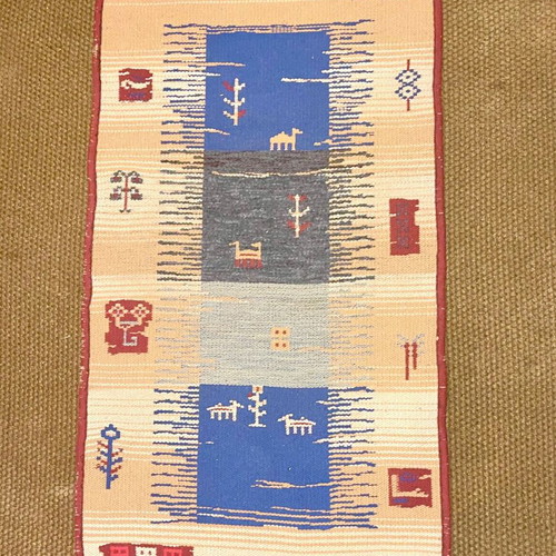 Cotton rug used small with Gabbeh designs 1x0.5 m