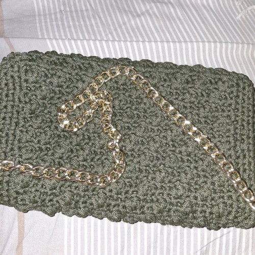 Handmade khaki bag with chain new