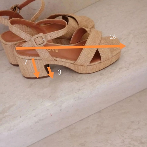 LodiLove Raffia Sandals Size 40 New Beige Gold
