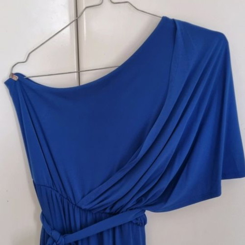 Maxi formal dress with one shoulder size M used, blue