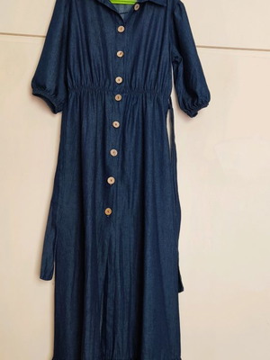 Women's long semizie dress like new, blue, size M