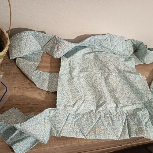 Handmade Mei Tai baby carrier like new with blue flowers and fabric pouch