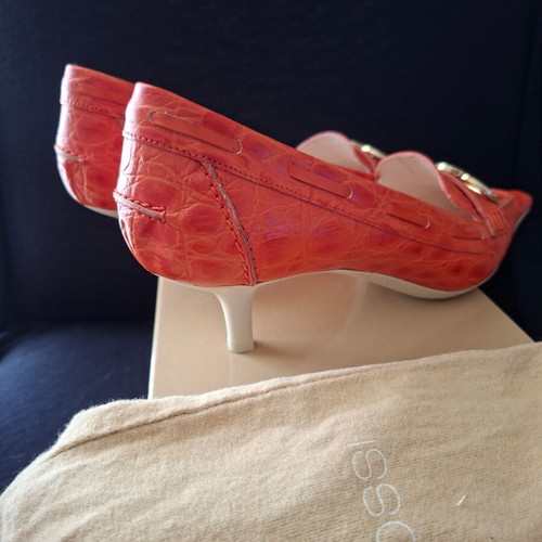 Sergio Rossi Croco Pumps No 38 Orange New, 5 cm Heel