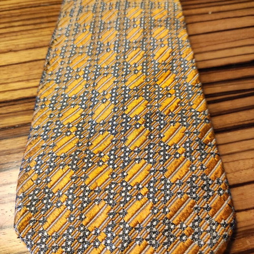 Gianni Versace 100% silk tie like new, yellow with blue details