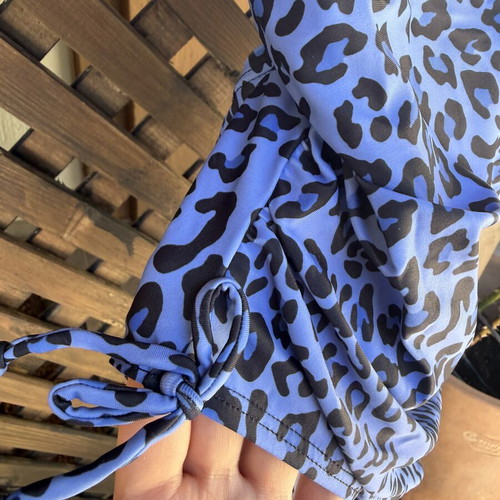 Leopard Print Swimsuit blue, new with removable cups, brazilian cut