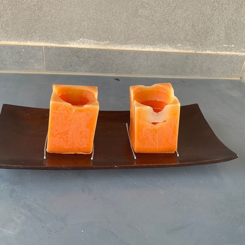 Wooden candle holder from exotic wood used