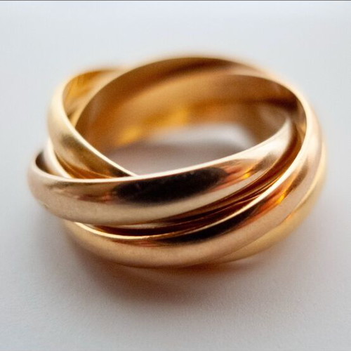 Les Must de Cartier 5-Band 18K Gold Trinity Ring Rose, White, Yellow Size 50 EU 5 US Wedding Gift