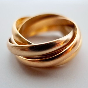 Les Must de Cartier 5-Band 18K Gold Trinity Ring Rose, White, Yellow Size 50 Wedding Gift