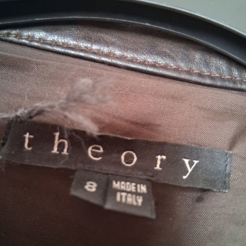 Theory leather jacket brown-olive color with broken zipper
