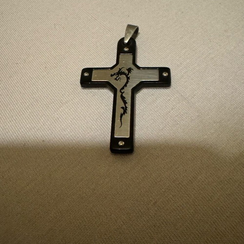 Cross Dragon pendant industrial style metal and rubber like new