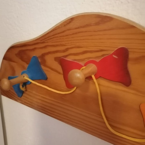Vintage wooden children's wall hanger with kite design