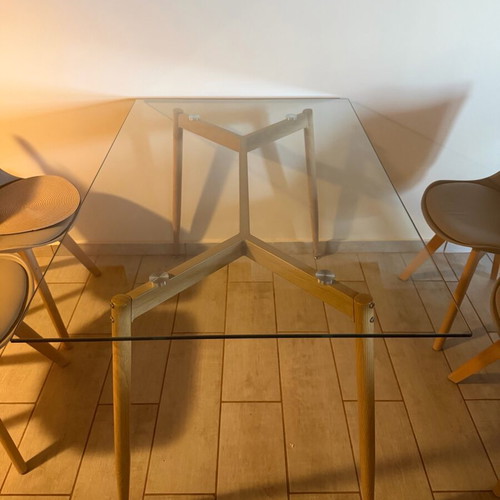 Glass dining table like new 150x90x75