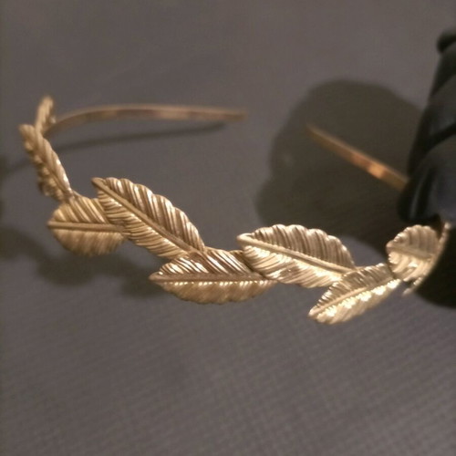 Metallic golden Daphne headband wreath ancient Greek style like new