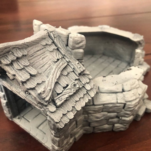 Black Scrolls Ruined Windmill 3D Printed Model used, modular parts
