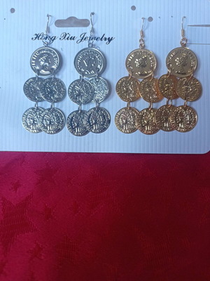 Earrings gold and silver new, handmade with coins