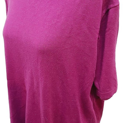 Vintage women's knitted blouse with short sleeves, cyclamen, used