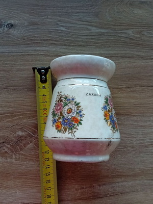 Sugar jar used, vintage with floral design, missing lid