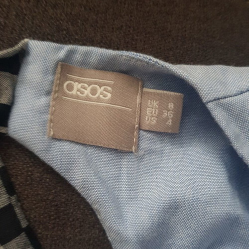 ASOS dress with wide checkered sleeves like new, size 36/S, blue
