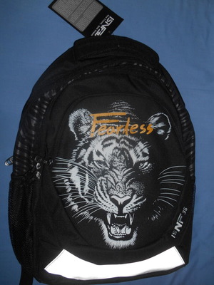 Fearless school backpack new, black with lion design