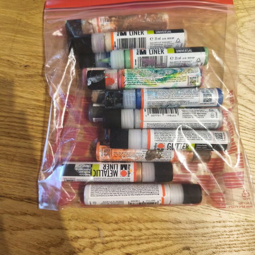 Marabu liners 16 pieces like new, glitter and metallic