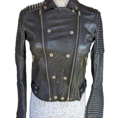 Mango leather jacket used, small, black, biker style