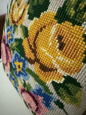 Vintage decorative pillow with handmade embroidery like new