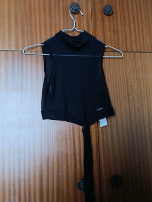 Shein blouse new, black, strap with extra waist tie