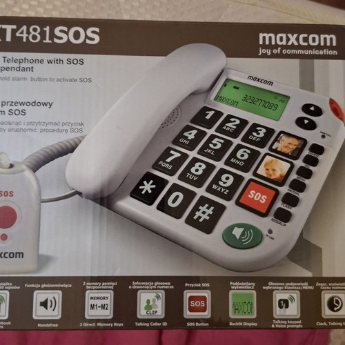 MaxCom KXT481 SOS corded home phone like new, white