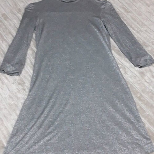 Silver Bershka dress size Small like new with turtleneck collar