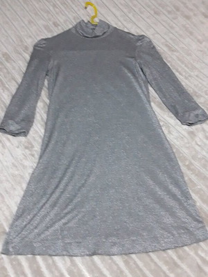 Silver Bershka dress size Small like new with turtleneck collar
