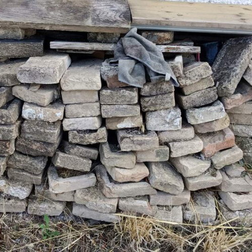 Old cut bricks used, 100 pieces, rare soil polychromy