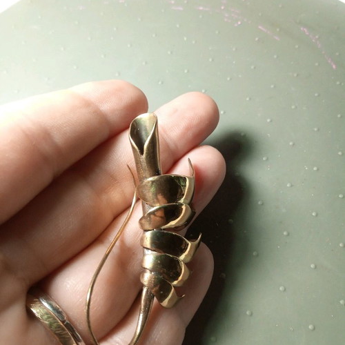Bronze handmade brooch with organic design made to order
