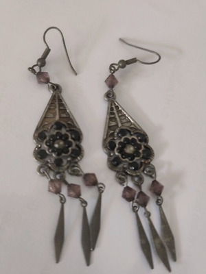 Silver earrings with stones hanging like new